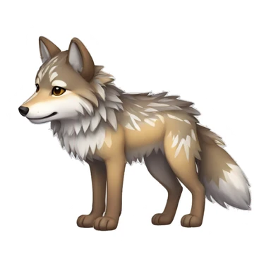 Fluffy Shy Colorful Chibi Spiritual Coywolf With Shiny Tribal Markings Full Body sticker