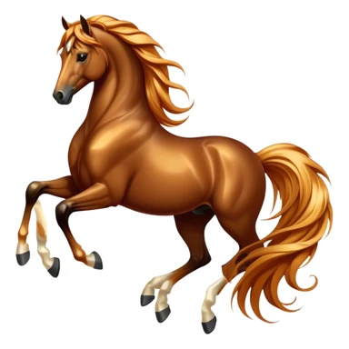 Cinematic Elegant Bay Horse Portrait Emoji, Head held high with a serene, majestic gaze, showcasing a magnificent bay fur with a rich, lustrous sheen, a flowing mane and tail, and radiant amber eyes that exude beauty and grace, Simplified yet majestically refined features, highly detailed, glowing with a soft, ethereal light, high shine, poised and breathtaking, stylized with an air of pure elegance, capturing the essence of a stunning and graceful steed, so beautiful it feels like it could gallop out of the screen with effortless charm! sticker