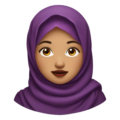 Young Bangladeshi plus-size woman with wide round face and purple hijab and bright red lipstick sticker
