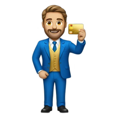 Posh-man-with-blue-suit-holding-gold-credit-card sticker