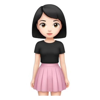 cute girl with short black hair, wearing black and light pink clothes sticker