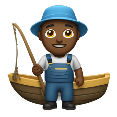 un pescador en un bote sticker