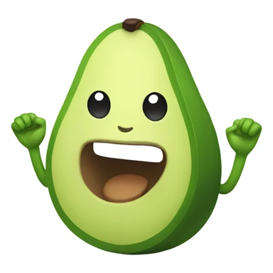 happy avocado with hands up sticker