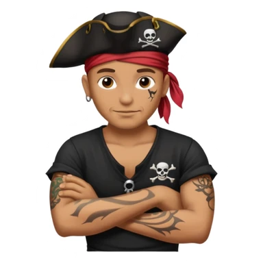 Pirate with black shirt saying I love you sticker