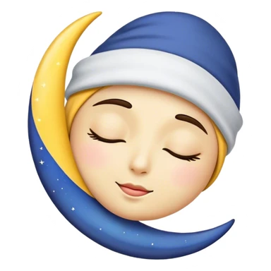 Crescent moon with sleeping hat sticker