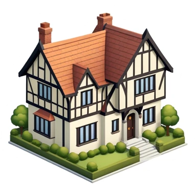 tudor-style suburban house isometric exterior view sticker