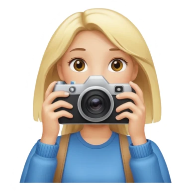 blonde cartoon girl taking picture camera in front of her face sticker