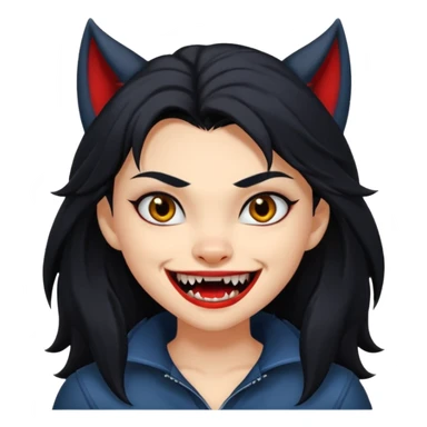 Werewolf black hair girl with a smile sticker