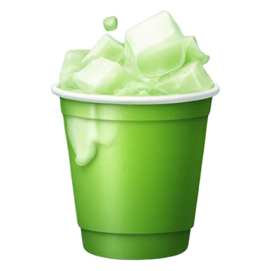 A plastic cup of green matcha with ice cubes and a creamy look. sticker