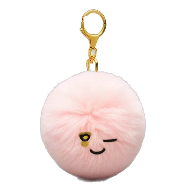 Light Pink and Gold Pom Pom Ball Keyring sticker
