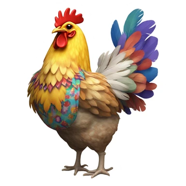 Chicken wearing a dress sticker