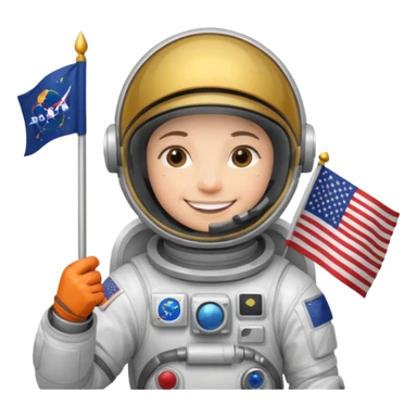 astronaut with flag sticker