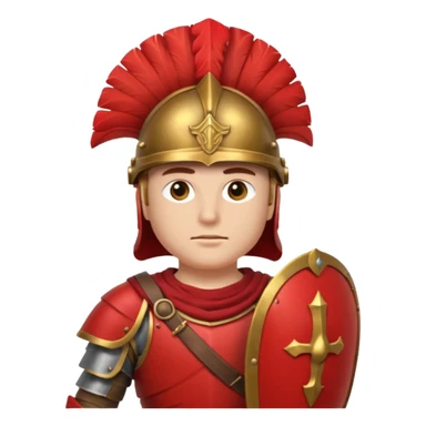 A strong Roman soldier in red-plumed helmet, bronze armor, and firm shield stance.
 sticker