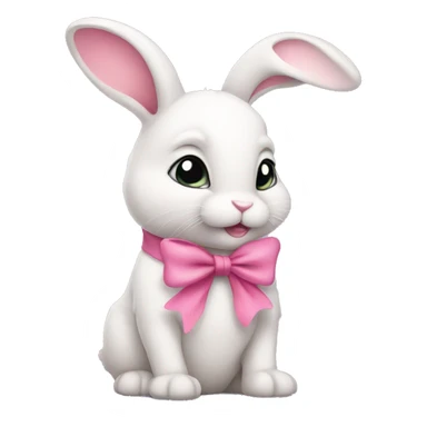 Cute bunny with a pink bow sticker