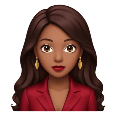 Farrah Franklin from Destiny's Child with long dark brown hair, dark red outfit sticker