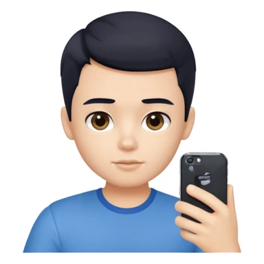 generate a pretty bratz fair skinned boy with short black hair taking a selfie sticker