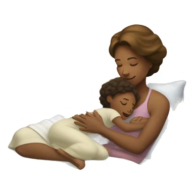 White mom tucking child in to bed sticker
