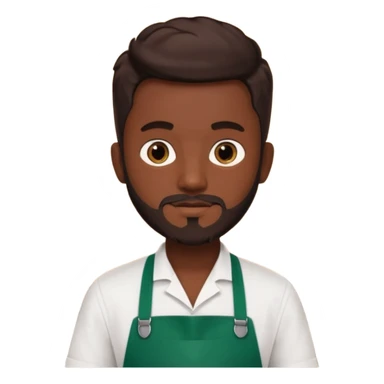 A Starbucks Barista with Black Coffee Master Apron. Boy has trimmed Beard Black sticker