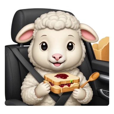 cute baby sheep eating peanut butter and jelly driving in a bmw xi  sticker
