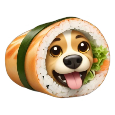 cartoon dog inside sushi roll sticker