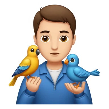 man with bird sticker