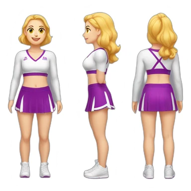 Full body Caucasian curvy cheerleader back and front views sticker