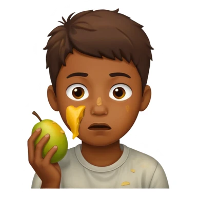 Boy eating mangoes, disgusted sticker