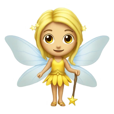long hair Pixie fairy with yellow wings and wand  sticker