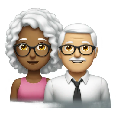 Girl with glasses and a guy with white hair  sticker