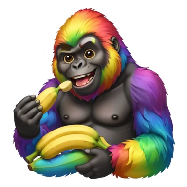Gay pride gorilla eating bananas sticker