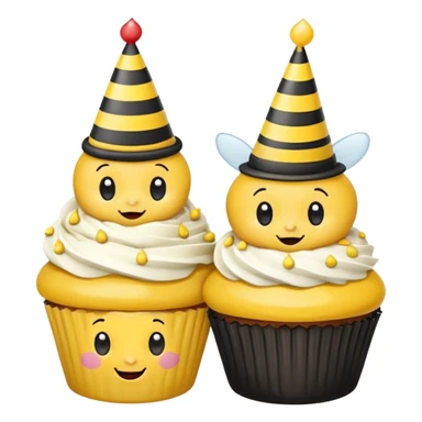 Bees with Birthday Hat, Embarrassed bee with cupcake sticker