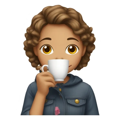 Girl sipping tea sticker