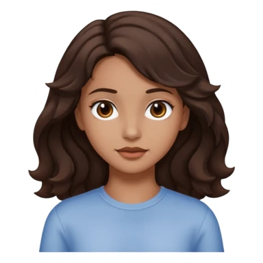 Short hair until shoulders wavy dark brown and with perçems and a soft look but girl more y2k sticker