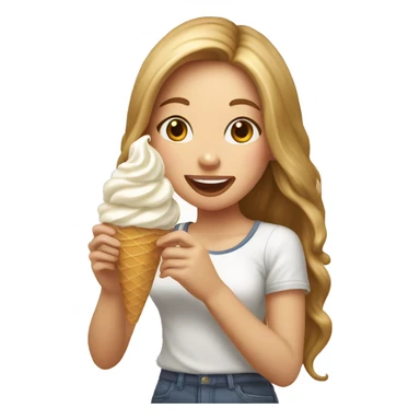 White teen girl eating Vanilla ice cream sundae sticker