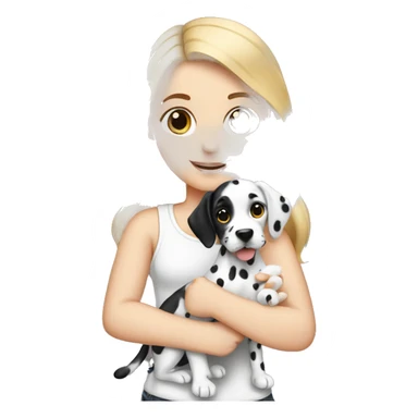 White girl is holding dalmatian puppy sticker