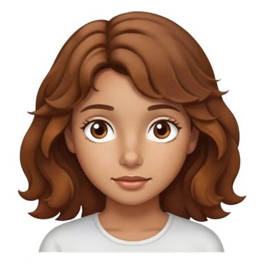 brown wavy haired girl with brown eyes tan skin and minimal freckles  sticker