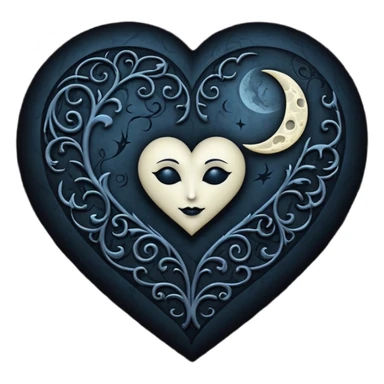 heart with gothic moon sticker