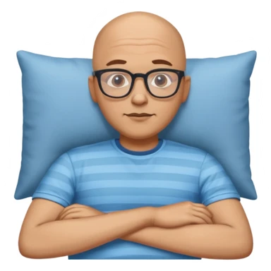 nap time laying down bald man with glasses with z emoji add shirt sticker