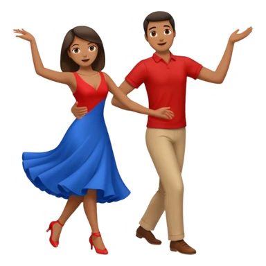two people dancing- one wearing read and one wearing bue sticker