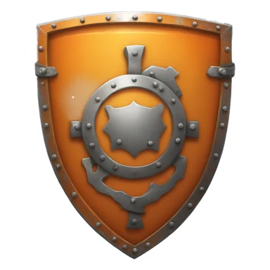 orange metal shield sticker