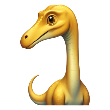 Beautiful and Majestic Brachiosaurus Portrait Emoji, Head and body resting in serene repose with a gentle, confident expression, showcasing its monumental, elongated neck and a small, refined head with tranquil eyes, Simplified yet exquisitely endearing features, highly detailed, glowing with a soft, drowsy golden light, high shine, relaxed and utterly majestic, stylized with an air of timeless prehistoric splendor, soft glowing outline, capturing the essence of a beautiful and majestic Brachiosaurus that feels destined to become the next viral icon of awe-inspiring ancient beauty! sticker