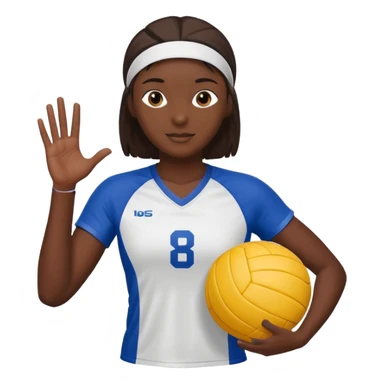volleyball player, dark skin, with volleyball ball sticker