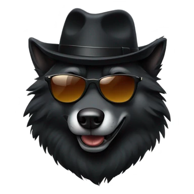 A black wolf with a fedora own smoking a cigar and sunglasses￼ sticker