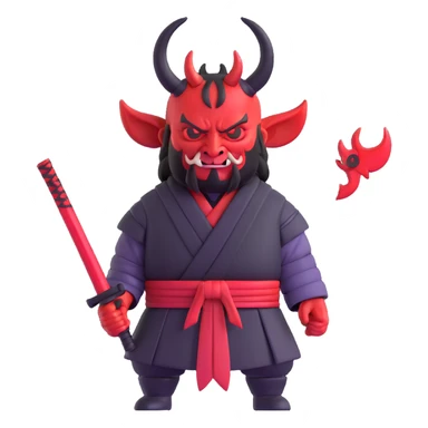 Devil samurai with prominent red horns sticker