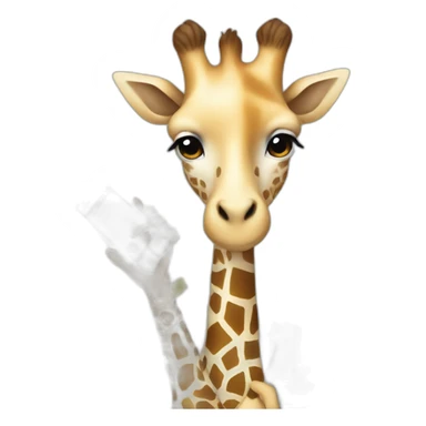 white clothed giraffe with hands holding a smartphone and a ruler  sticker