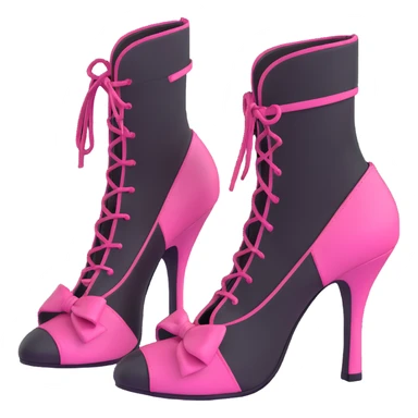 BLACKPINK-inspired gothic shoes, no hearts, black and pink, cute and sticker