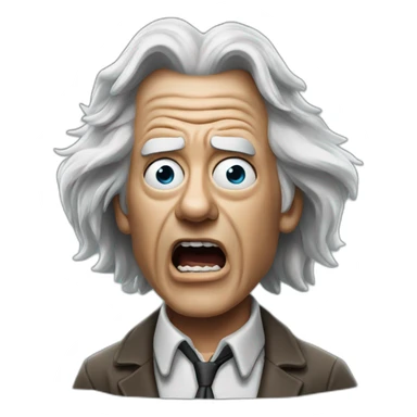 Doc brown from back to the future looking shocked and his mouth wide open. No eye-ware. Long hair sticker