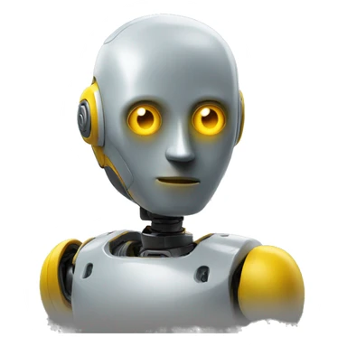 robot yellow head looks to the right side 180 degrees sticker
