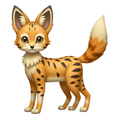 Big-eared big-eyed cute realistic animalistic feral digitigrade 4-legged anime-styled Meloetta-Trico-Vernid-Sergal-Serval-hybrid-fusion-creature-animal, full body sticker