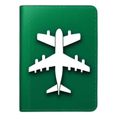 dark green passport with plane sticker